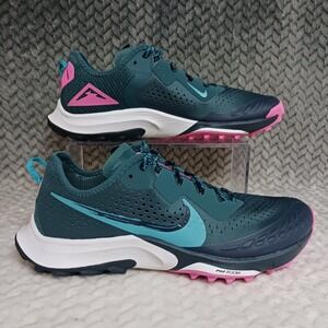 Nike Air Zoom Terra Kiger 7 Dark Teal Green Pink Womens Trail Running Shoes Sz 9
